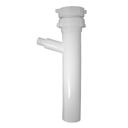 Jones Stephens 1-1/2in. x 8in. x 1/2in. White Plastic Direct Connection Dishwasher Tailpiece P37013